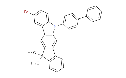 CAS No. 1343492-86-3, 5-([1,1'-biphenyl]-4-yl)-2-broMo-11,11-diMethyl-5,11-dihydroindeno[1,2-b]carbazole