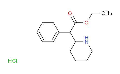 CAS No. 19716-79-1, 2-Piperidineacetic acid, α-phenyl-, ethyl ester, hydrochloride