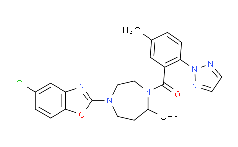 DY799990 | 1352834-55-9 | (4-(5-chlorobenzo[d]oxazol-2-yl)-7-methyl-1,4-diazepan-1-yl)(5-methyl-2-(2H-1,2,3-triazol-2-yl)phenyl)methanone