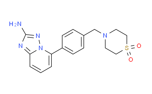 CAS No. 1257705-09-1, 4-(4-(2-Amino-[1,2,4]triazolo[1,5-a]pyridin-5-yl)benzyl)thiomorpholine 1,1-dioxide