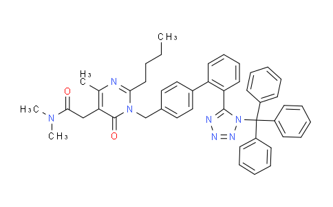 CAS No. 503155-67-7, 2-(2-butyl-4-methyl-6-oxo-1-((2'-(1-trityl-1H-tetrazol-5-yl)-[1,1'-biphenyl]-4-yl)methyl)-1,6-dihydropyrimidin-5-yl)-N,N-dimethylacetamide