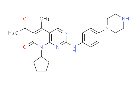 CAS No. 850848-40-7, 6-Acetyl-8-cyclopentyl-5-methyl-2-(4-piperazin-1-yl-phenylamino)-8H-pyrido[2,3-d]pyrimidin-7-one