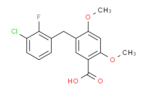CAS No. 949465-79-6, 5-(3-Chloro-2-fluorobenzyl)-2,4-dimethoxybenzoic acid