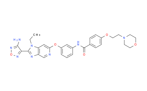 CAS No. 925213-63-4, N-[3-[2-(4-Amino-1,2,5-oxadiazol-3-yl)-1-ethylimidazo[4,5-c]pyridin-6-yl]oxyphenyl]-4-(2-morpholin-4-ylethoxy)benzamide