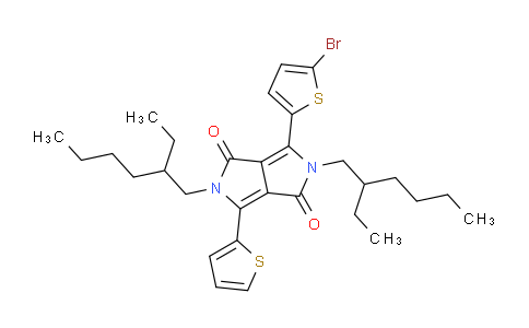 CAS No. 1308671-90-0, 3-(5-Bromothiophen-2-yl)-2,5-bis(2-ethylhexyl)-6-(thiophen-2-yl)pyrrolo[3,4-c]pyrrole-1,4(2H,5H)-dione