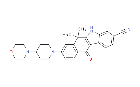CAS No. 1256577-71-5, 6,6-Dimethyl-8-(4-morpholinopiperidin-1-yl)-11-oxo-6,11-dihydro-5H-benzo[b]carbazole-3-carbonitrile