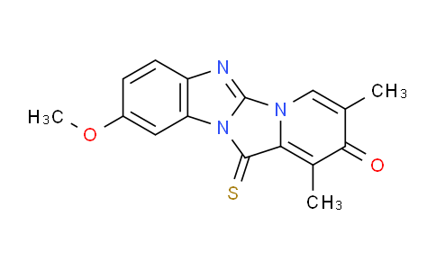 CAS No. 125656-83-9, 9-Methoxy-1,3-dimethyl-12-thioxopyrido(1',2':3,4)imidazo(1,2-a)benzimidazol-2(12H)-one