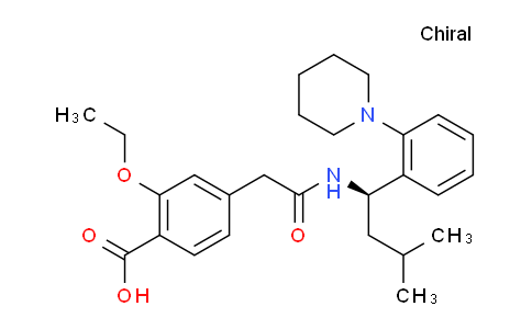 CAS No. 147852-26-4, 2-ethoxy-4-[2-[[(1R)-3-Methyl-1-[2-(piperidin-1- yl)phenyl]butyl]aMino]-2-oxoethyl]benzoic acid
