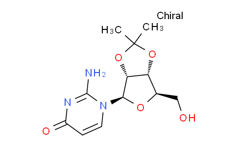 CAS No. 5975-05-3, 2-Amino-1-((3aR,4R,6R,6aR)-6-(hydroxymethyl)-2,2-dimethyltetrahydrofuro[3,4-d][1,3]dioxol-4-yl)pyrimidin-4(1H)-one