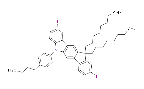 CAS No. 879689-97-1, 5-(4-Butylphenyl)-5,11-dihydro-2,9-diiodo-11,11-dioctylindeno[1,2-b]carbazole