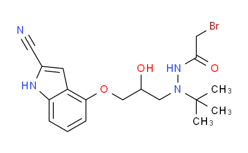 CAS No. 95034-01-8, 2-Cyano-4-(2-hydroxy-3-(2-bromoacetamido-1,1-dimethylethylamino)propoxy)indole