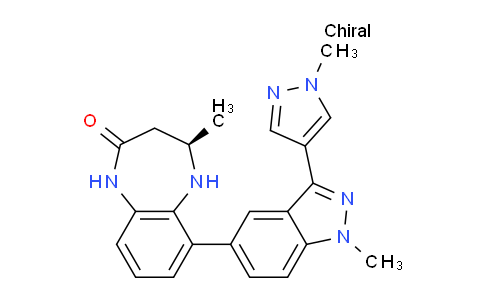 CAS No. 1884712-47-3, (R)-4-Methyl-6-(1-methyl-3-(1-methyl-1H-pyrazol-4-yl)-1H-indazol-5-yl)-4,5-dihydro-1H-benzo[b][1,4]diazepin-2(3H)-one