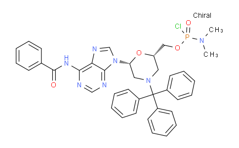 CAS No. 956139-18-7, N,N-Dimethylphosphoramidochloridic acid [(2S,6R)-6-[6-(benzoylamino)-9H-purin-9-yl]-4-(triphenylmethyl)-2-morpholinyl]methyl ester
