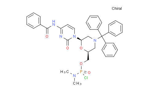 CAS No. 956139-21-2, N,N-Dimethylphosphoramidochloridic acid [(2S,6R)-6-[4-(benzoylamino)-2-oxo-1(2H)-pyrimidinyl]-4-(triphenylmethyl)-2-morpholinyl]methyl ester
