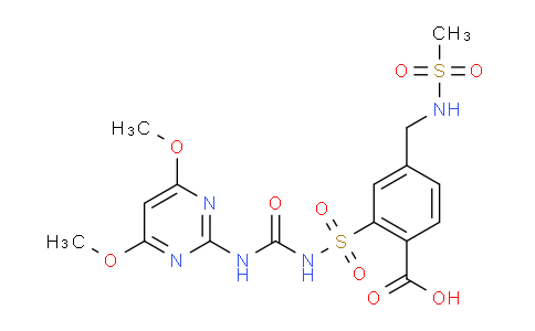CAS No. 400852-66-6, 2-(N-((4,6-Dimethoxypyrimidin-2-yl)carbamoyl)sulfamoyl)-4-(methylsulfonamidomethyl)benzoic acid