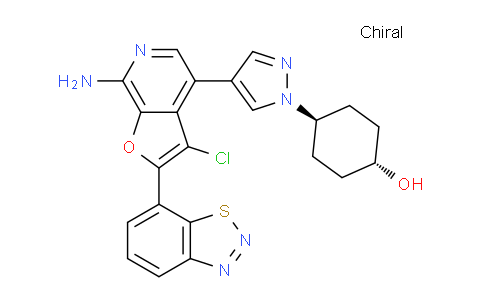 CAS No. 1326712-16-6, trans-4-{4-[7-amino-2-(1,2,3-benzothiadiazol-7-yl)-3-chlorofuro[2,3-c]pyridin-4-yl]-1H-pyrazol-1-yl}cyclohexanol
