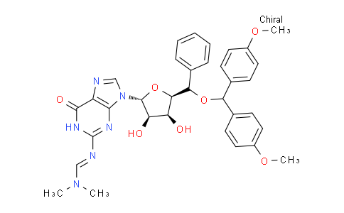 CAS No. 126922-60-9, N'-(9-{(2R,3R,4S,5R)-5-[Bis-(4-methoxy-phenyl)-phenyl-methoxymethyl]-3,4-dihydroxy-tetrahydro-furan-2-yl}-6-oxo-6,9-dihydro-1H-purin-2-yl)-N,N-dimethyl-formamidine