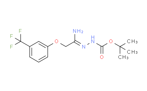 CAS No. 1053655-89-2, tert-Butyl 2-(1-amino-2-(3-(trifluoromethyl)phenoxy)ethylidene)hydrazinecarboxylate