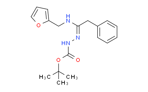 CAS No. 1053657-29-6, tert-Butyl 2-(1-((furan-2-ylmethyl)amino)-2-phenylethylidene)hydrazinecarboxylate