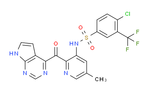 CAS No. 1100318-47-5, 4-Chloro-N-[5-methyl-2-[7H-pyrrolo[2,3-d]pyrimidine-4-carbonyl]-3-pyridyl]-3-(trifluoromethyl)benzenesulfonamide