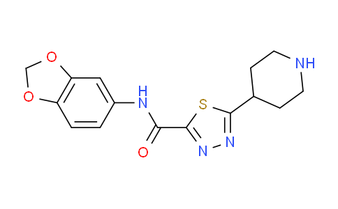 MC809511 | 1228552-68-8 | N-(Benzo[d][1,3]dioxol-5-yl)-5-(piperidin-4-yl)-1,3,4-thiadiazole-2-carboxamide