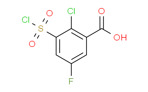 CAS No. 1242338-93-7, 2-Chloro-3-(chlorosulfonyl)-5-fluorobenzoic acid