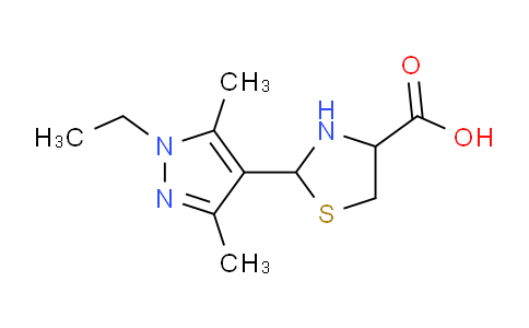 CAS No. 1218686-35-1, 2-(1-Ethyl-3,5-dimethyl-1H-pyrazol-4-yl)thiazolidine-4-carboxylic acid