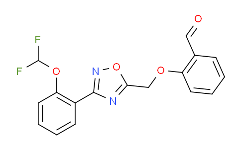 CAS No. 1707576-19-9, 2-((3-(2-(Difluoromethoxy)phenyl)-1,2,4-oxadiazol-5-yl)methoxy)benzaldehyde
