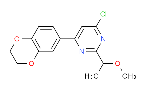 CAS No. 1707393-74-5, 4-Chloro-6-(2,3-dihydrobenzo[b][1,4]dioxin-6-yl)-2-(1-methoxyethyl)pyrimidine