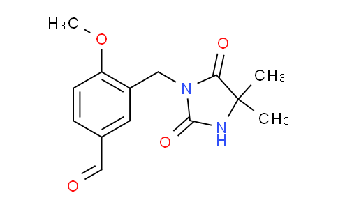 CAS No. 1119450-15-5, 3-((4,4-Dimethyl-2,5-dioxoimidazolidin-1-yl)methyl)-4-methoxybenzaldehyde