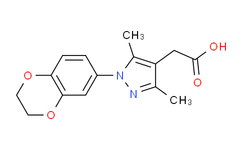 CAS No. 1416341-43-9, 2-(1-(2,3-Dihydrobenzo[b][1,4]dioxin-6-yl)-3,5-dimethyl-1H-pyrazol-4-yl)acetic acid