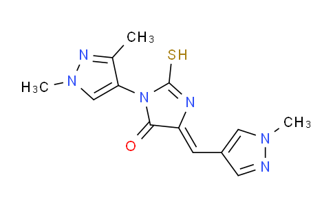CAS No. 1005626-64-1, 1-(1,3-Dimethyl-1H-pyrazol-4-yl)-2-mercapto-4-((1-methyl-1H-pyrazol-4-yl)methylene)-1H-imidazol-5(4H)-one