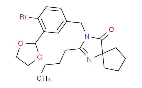 CAS No. 254744-55-3, 3-(4-Bromo-3-(1,3-dioxolan-2-yl)benzyl)-2-butyl-1,3-diazaspiro[4.4]non-1-en-4-one
