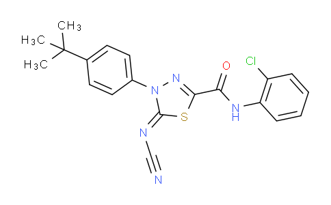 CAS No. 148367-91-3, 4-(4-(tert-Butyl)phenyl)-N-(2-chlorophenyl)-5-(cyanoimino)-4,5-dihydro-1,3,4-thiadiazole-2-carboxamide
