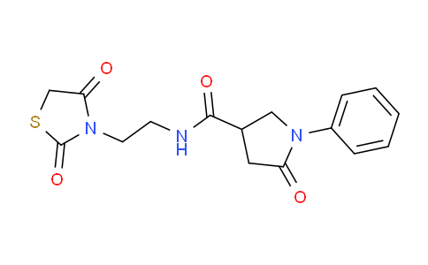 CAS No. 351066-25-6, N-(2-(2,4-Dioxothiazolidin-3-yl)ethyl)-5-oxo-1-phenylpyrrolidine-3-carboxamide