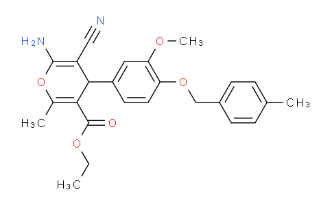 CAS No. 337505-94-9, Ethyl 6-amino-5-cyano-4-(3-methoxy-4-((4-methylbenzyl)oxy)phenyl)-2-methyl-4H-pyran-3-carboxylate