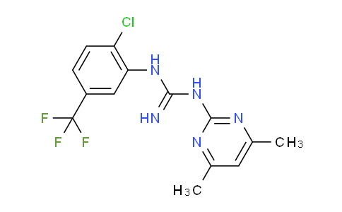 CAS No. 351468-83-2, 1-(2-Chloro-5-(trifluoromethyl)phenyl)-3-(4,6-dimethylpyrimidin-2-yl)guanidine