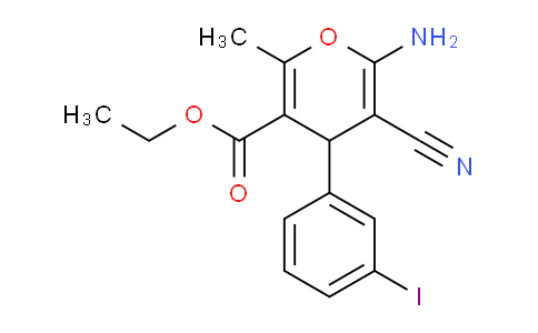 CAS No. 299198-05-3, Ethyl 6-amino-5-cyano-4-(3-iodophenyl)-2-methyl-4H-pyran-3-carboxylate