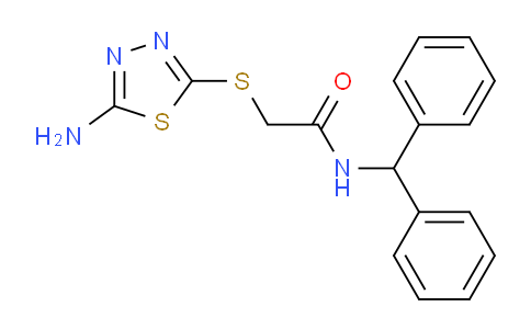 CAS No. 332412-73-4, 2-((5-Amino-1,3,4-thiadiazol-2-yl)thio)-N-benzhydrylacetamide