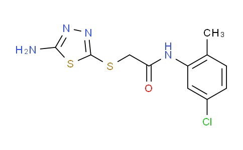 CAS No. 328281-60-3, 2-((5-Amino-1,3,4-thiadiazol-2-yl)thio)-N-(5-chloro-2-methylphenyl)acetamide