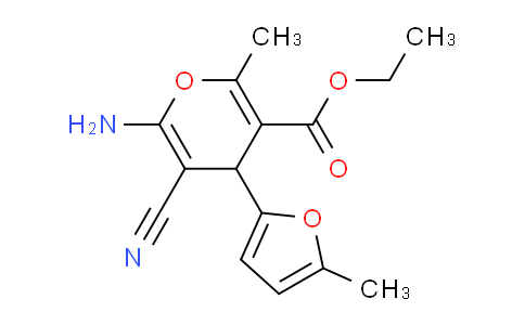 CAS No. 332177-31-8, Ethyl 6-amino-5-cyano-2-methyl-4-(5-methylfuran-2-yl)-4H-pyran-3-carboxylate