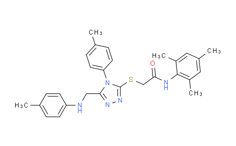 CAS No. 335217-91-9, N-Mesityl-2-((4-(p-tolyl)-5-((p-tolylamino)methyl)-4H-1,2,4-triazol-3-yl)thio)acetamide