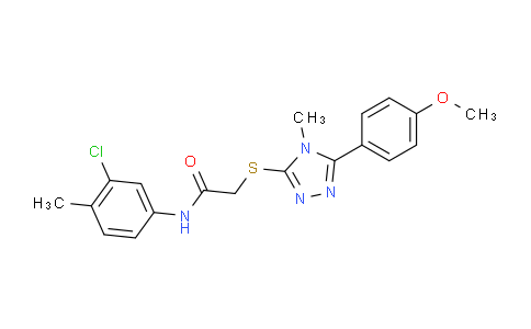 CAS No. 335396-50-4, N-(3-Chloro-4-methylphenyl)-2-((5-(4-methoxyphenyl)-4-methyl-4H-1,2,4-triazol-3-yl)thio)acetamide