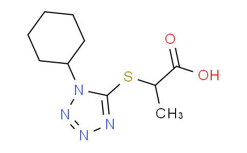 CAS No. 433253-83-9, 2-((1-Cyclohexyl-1H-tetrazol-5-yl)thio)propanoic acid