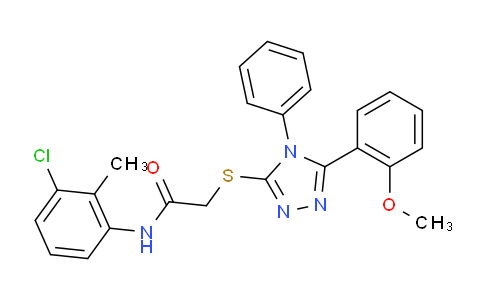 CAS No. 482650-60-2, N-(3-Chloro-2-methylphenyl)-2-((5-(2-methoxyphenyl)-4-phenyl-4H-1,2,4-triazol-3-yl)thio)acetamide