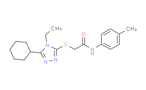 CAS No. 482651-08-1, 2-((5-Cyclohexyl-4-ethyl-4H-1,2,4-triazol-3-yl)thio)-N-(p-tolyl)acetamide