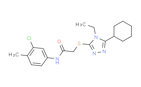 CAS No. 482651-09-2, N-(3-Chloro-4-methylphenyl)-2-((5-cyclohexyl-4-ethyl-4H-1,2,4-triazol-3-yl)thio)acetamide