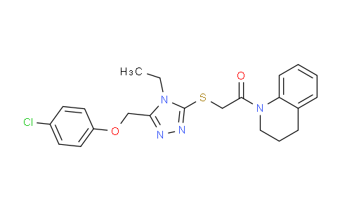 CAS No. 483285-92-3, 2-((5-((4-Chlorophenoxy)methyl)-4-ethyl-4H-1,2,4-triazol-3-yl)thio)-1-(3,4-dihydroquinolin-1(2H)-yl)ethanone