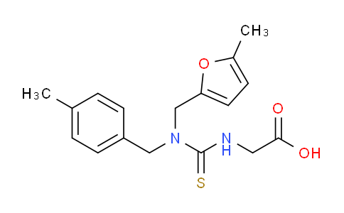 CAS No. 656815-91-7, 2-(3-(4-Methylbenzyl)-3-((5-methylfuran-2-yl)methyl)thioureido)acetic acid