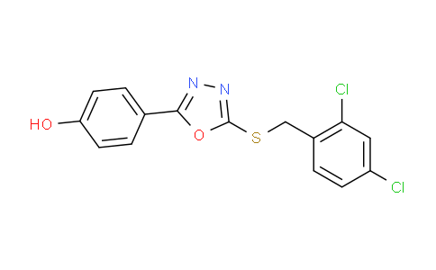 CAS No. 493003-07-9, 4-(5-((2,4-Dichlorobenzyl)thio)-1,3,4-oxadiazol-2-yl)phenol